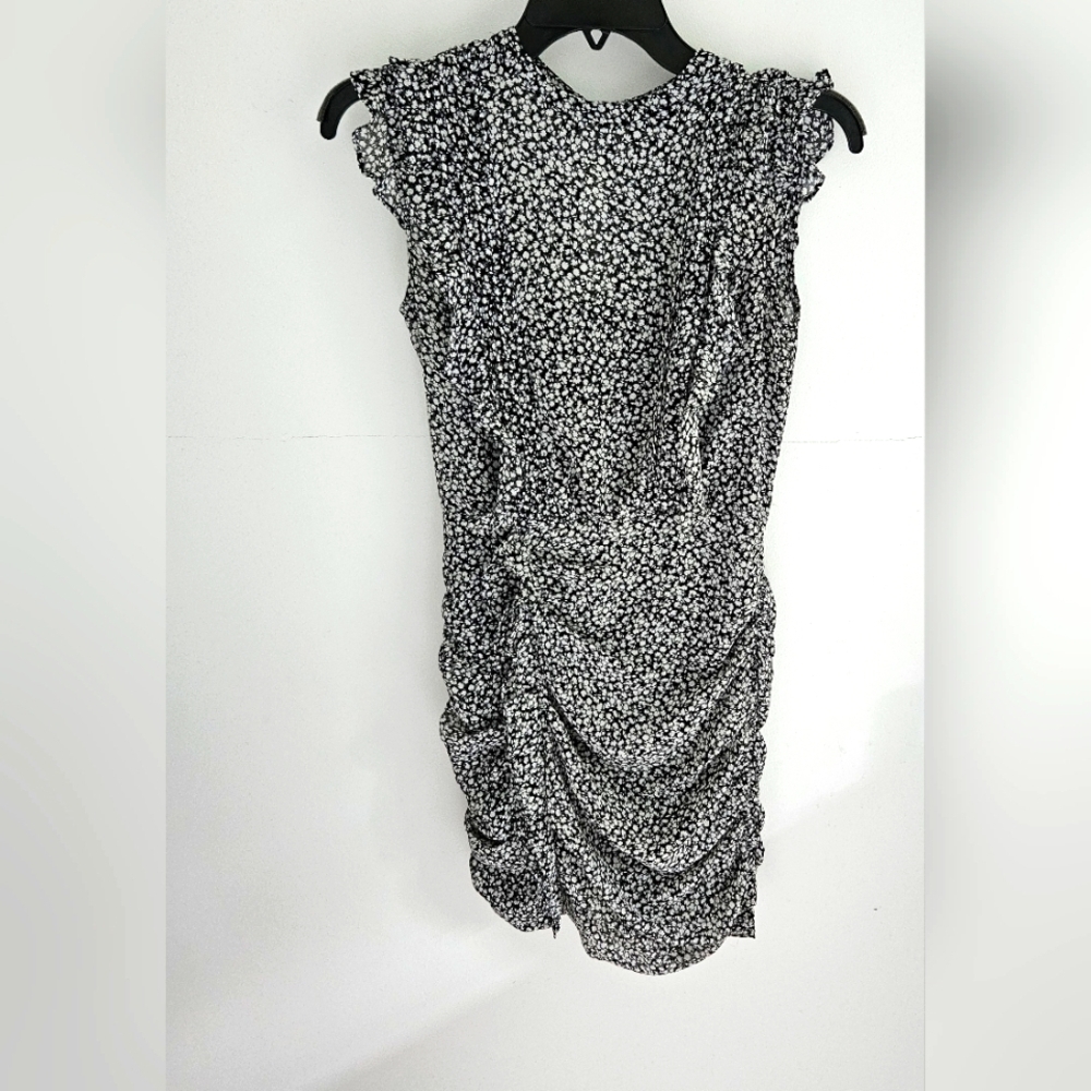 Express Floral Ruched Dress Open Back
